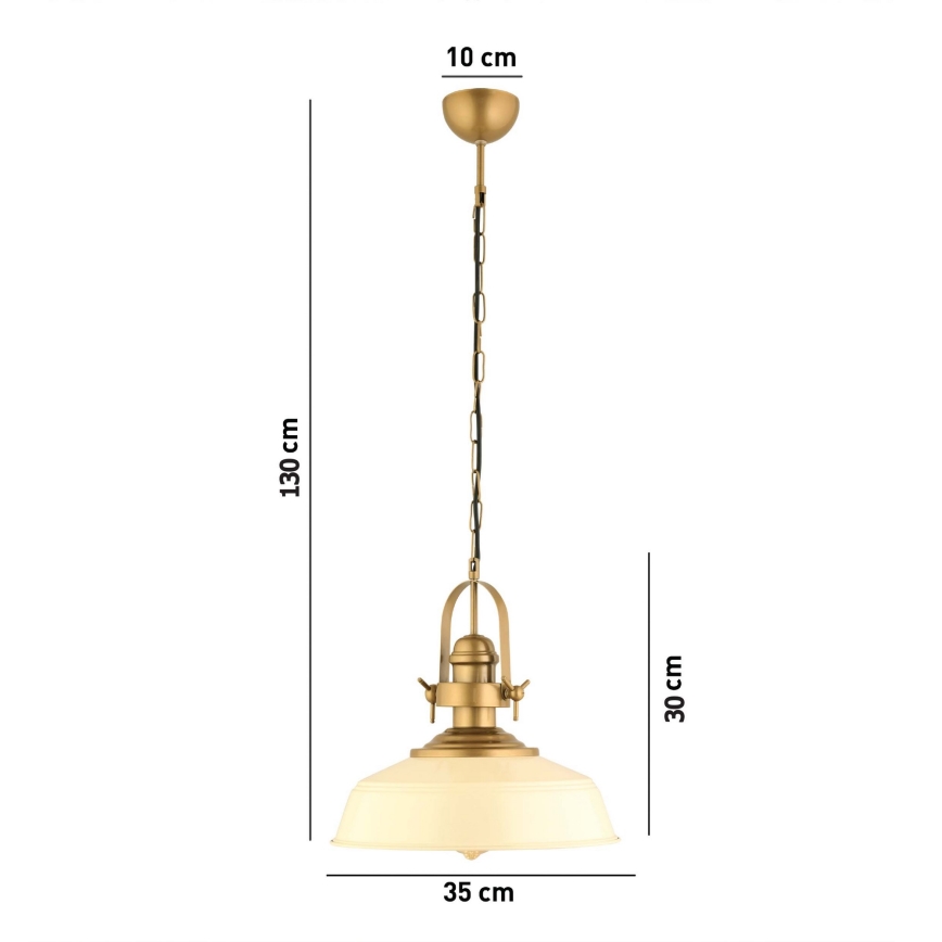 Lustr na lanku MONZA 1xE27/40W/230V pr. 35 cm krémová/bronzová