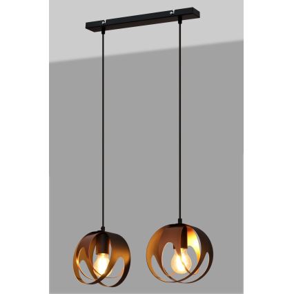 Lustr na lanku MOONLIGHT 2xE27/15W/230V černá/měděná
