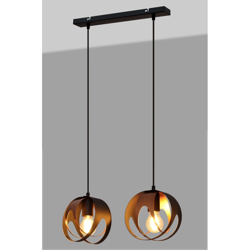 Lustr na lanku MOONLIGHT 2xE27/15W/230V černá/měděná