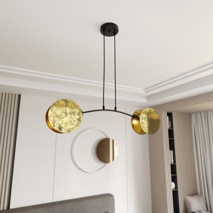 Lustr na lanku MOTIF 2xE14/10W/230V zlatá