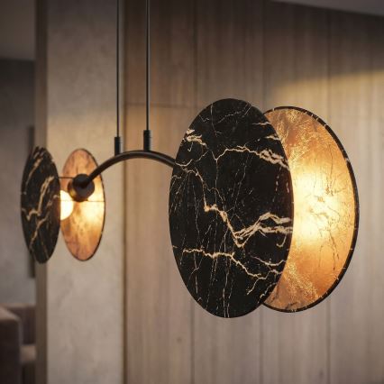 Lustr na lanku MOTIF 2xE27/15W/230V černá/zlatá