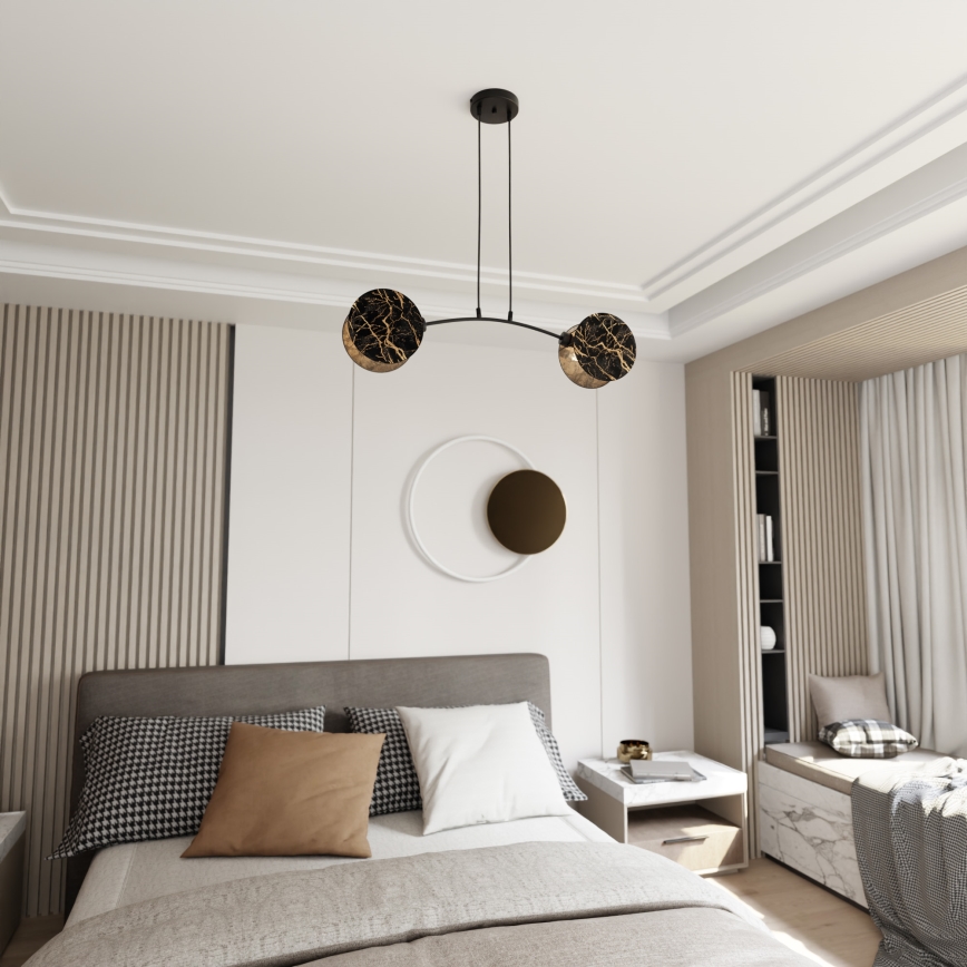 Lustr na lanku MOTIF 2xE27/15W/230V černá/zlatá