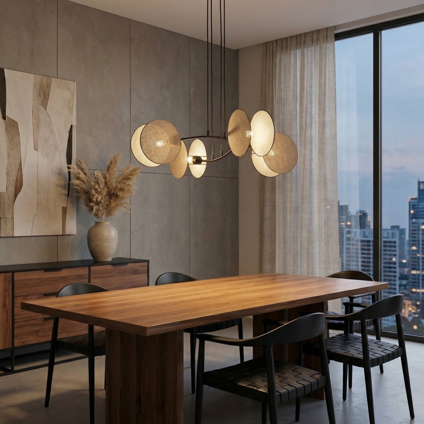 Lustr na lanku MOTIF 4xE14/10W/230V béžová