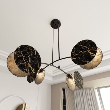 Lustr na lanku MOTIF 4xE27/15W/230V černá/zlatá