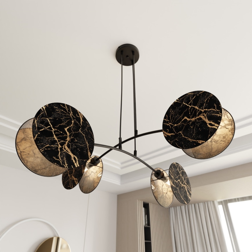 Lustr na lanku MOTIF 4xE27/15W/230V černá/zlatá