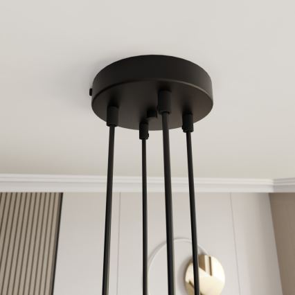 Lustr na lanku MOTIF 4xE27/15W/230V černá/zlatá