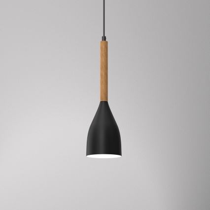 Lustr na lanku MUZA NEW 1xE27/60W/230V buk/černá