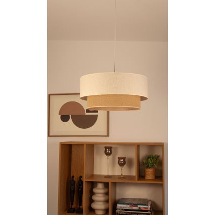 Lustr na lanku NATIA 1xE27/60W/230V pr. 45 cm bílá/hnědá