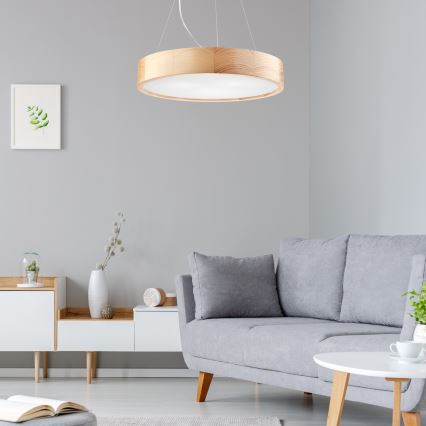 Lustr na lanku NATURAL 3xE27/60W/230V ø 47 cm borovice