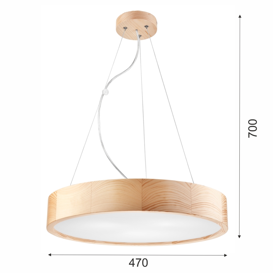 Lustr na lanku NATURAL 3xE27/60W/230V ø 47 cm borovice