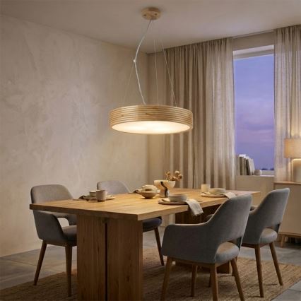 Lustr na lanku NATURAL MODERN 3xE27/15W/230V pr. 47,5 cm borovice