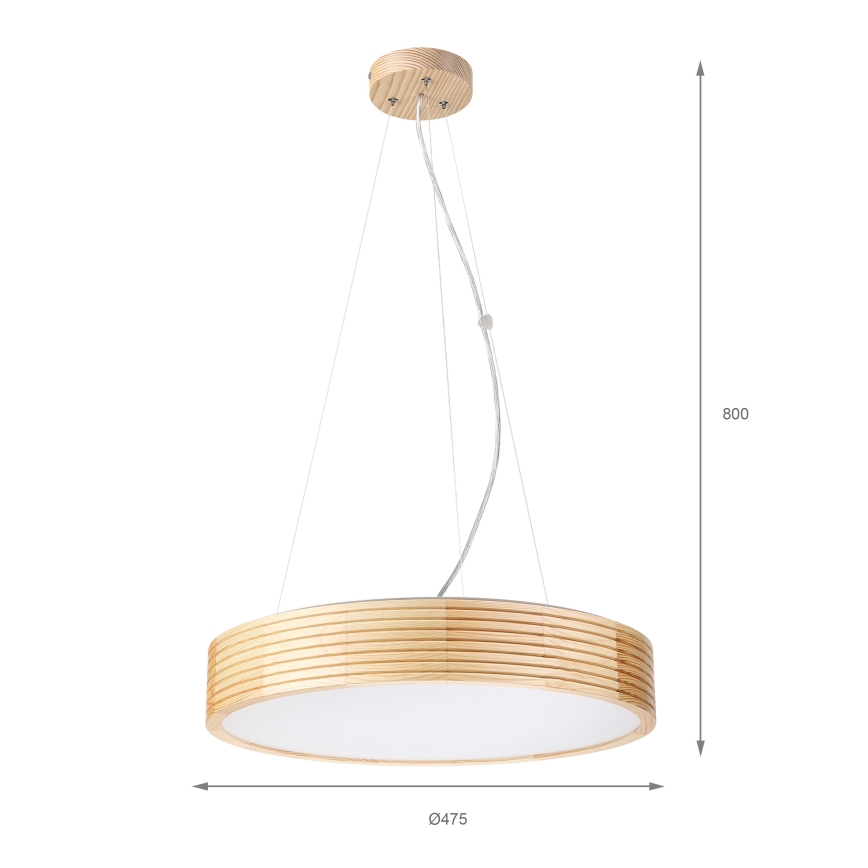 Lustr na lanku NATURAL MODERN 3xE27/15W/230V pr. 47,5 cm borovice