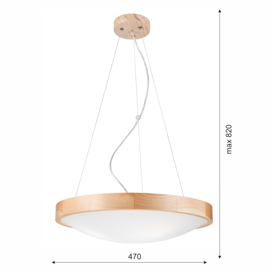 Lustr na lanku NATURAL SLIM 3xE27/60W/230V ø 47 cm borovice