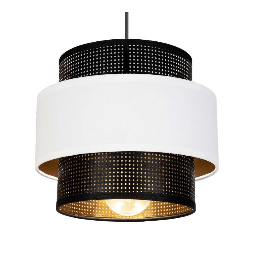 Lustr na lanku NESS 1xE27/60W/230V černá/bílá