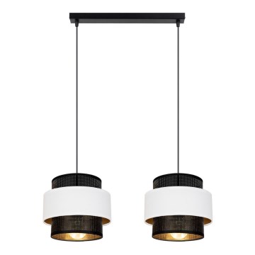 Lustr na lanku NESS 2xE27/60W/230V černá/bílá