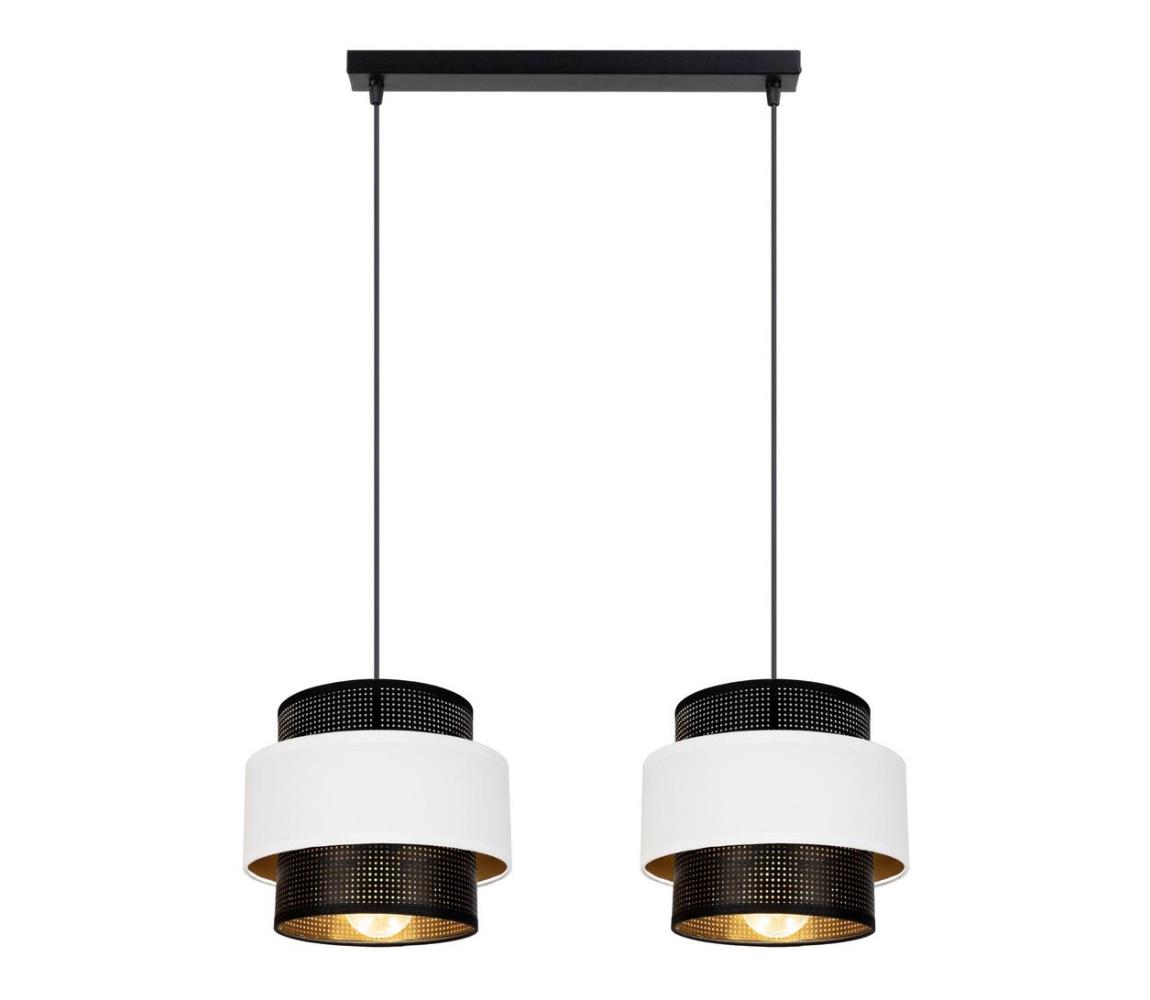 Belis Lustr na lanku NESS 2xE27/60W/230V černá/bílá BE0853