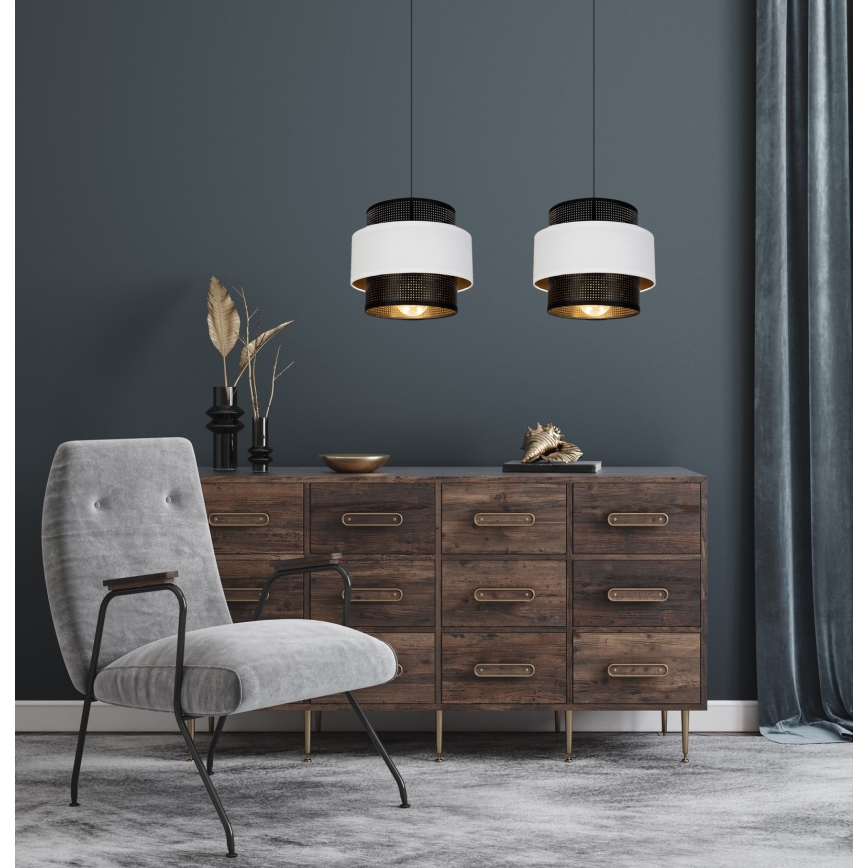 Lustr na lanku NESS 2xE27/60W/230V černá/bílá