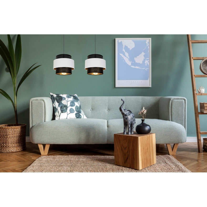 Lustr na lanku NESS 2xE27/60W/230V černá/bílá
