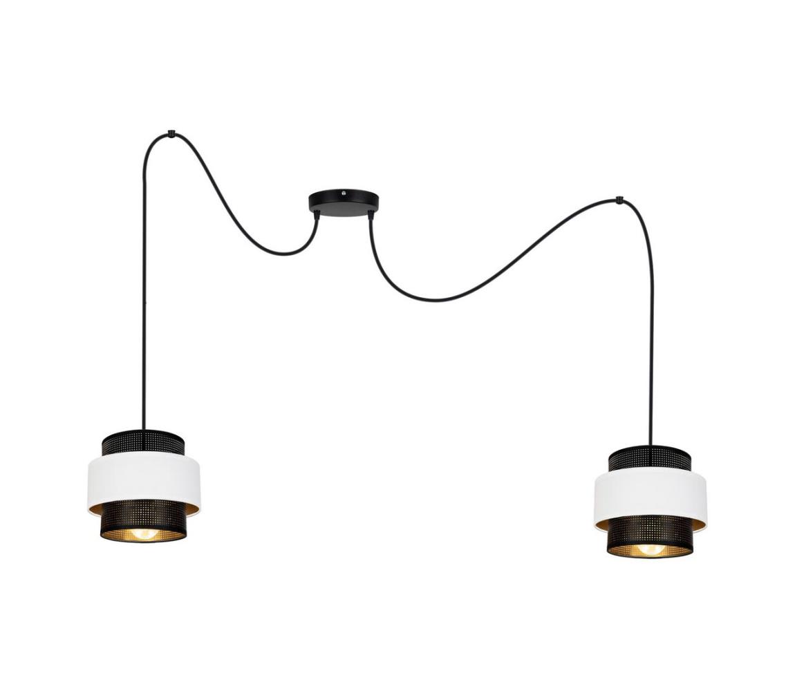 Belis Lustr na lanku NESS 2xE27/60W/230V černá/bílá BE0857
