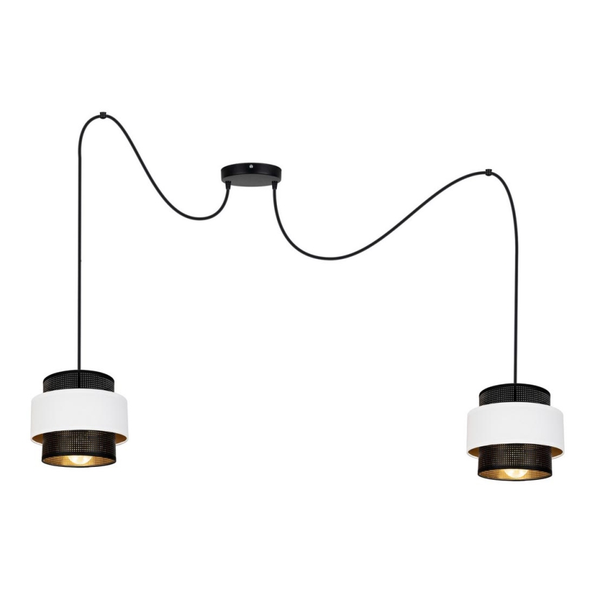 Lustr na lanku NESS 2xE27/60W/230V pavouk černá/bílá