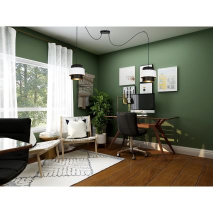 Lustr na lanku NESS 2xE27/60W/230V pavouk černá/bílá