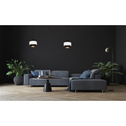 Lustr na lanku NESS 2xE27/60W/230V pavouk černá/bílá