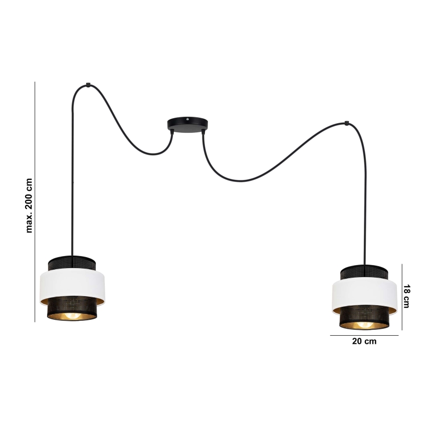 Lustr na lanku NESS 2xE27/60W/230V pavouk černá/bílá
