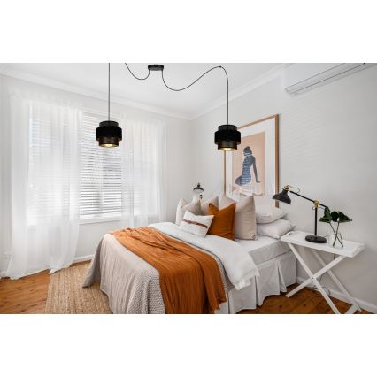 Lustr na lanku NESS 2xE27/60W/230V pavouk černá