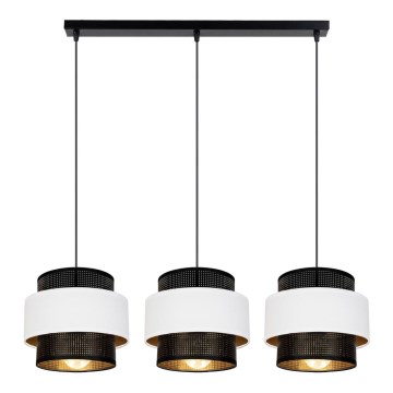 Lustr na lanku NESS 3xE27/60W/230V černá/bílá