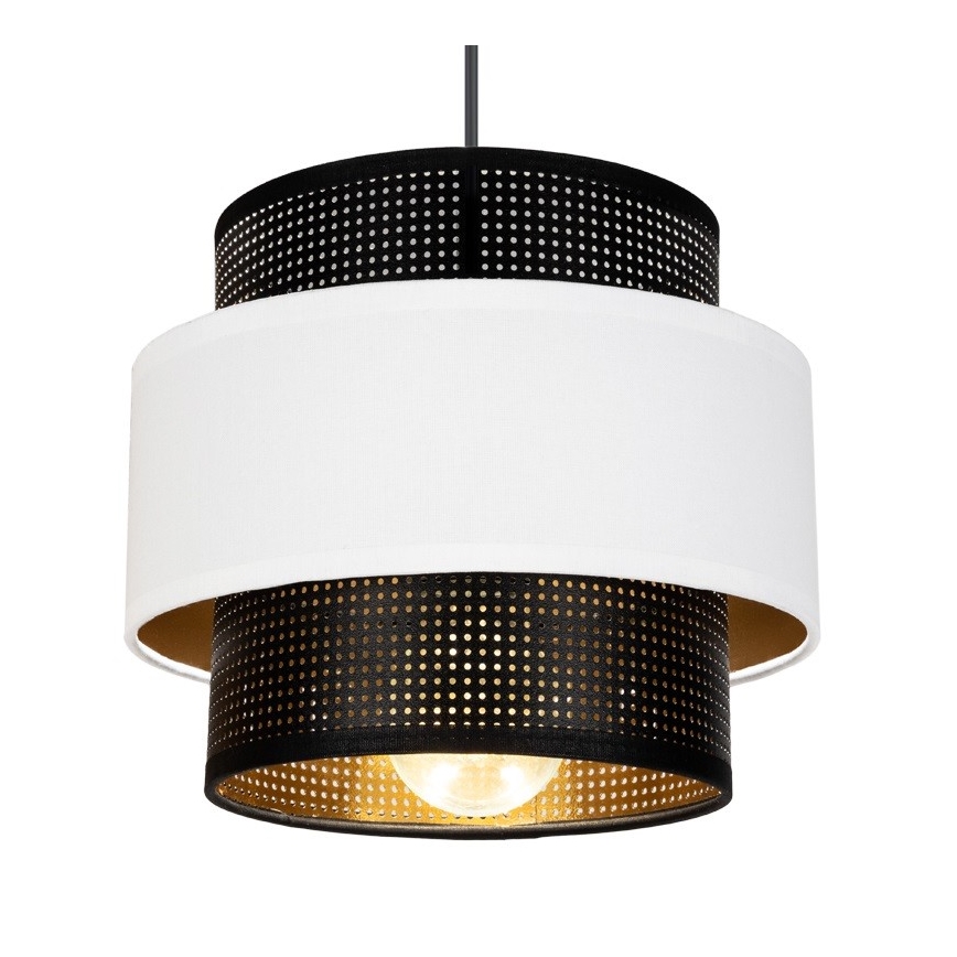Lustr na lanku NESS 3xE27/60W/230V pr. 45 cm černá/bílá