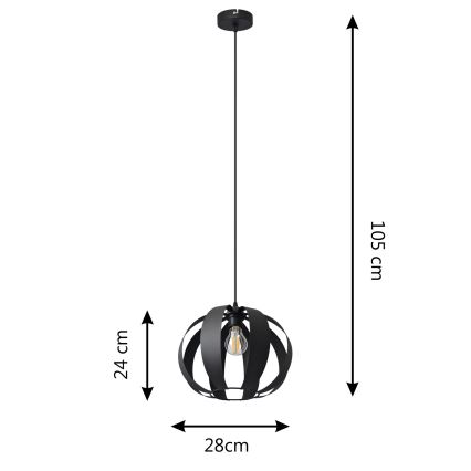 Lustr na lanku NEWTON 1xE27/15W/230V černá