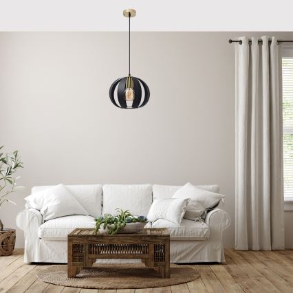 Lustr na lanku NEWTON 1xE27/15W/230V černá/zlatá