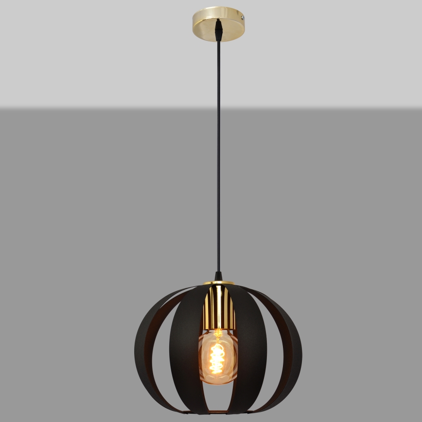 Lustr na lanku NEWTON 1xE27/15W/230V černá/zlatá