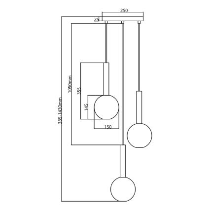 Lustr na lanku NIKO 3xG9/9W/230V černá