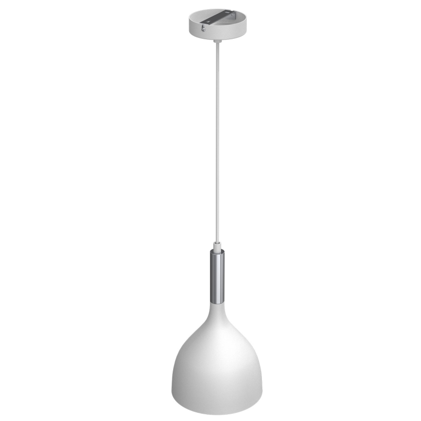 Lustr na lanku NOAK 1xE27/15W/230V bílá/lesklý chrom