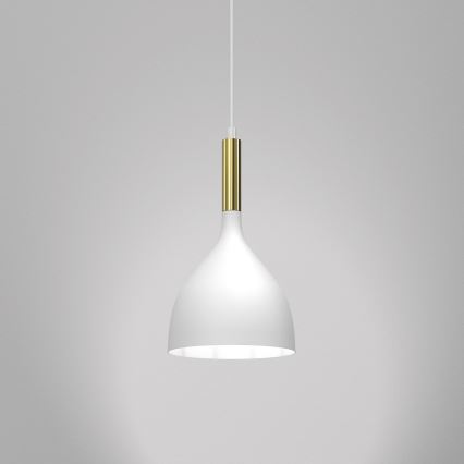 Lustr na lanku NOAK 1xE27/15W/230V bílá/zlatá