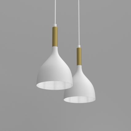 Lustr na lanku NOAK 2xE27/15W/230V bílá/zlatá
