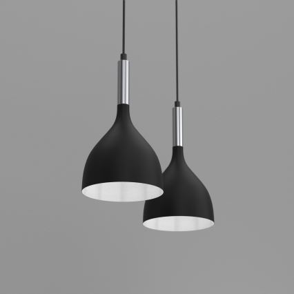 Lustr na lanku NOAK 2xE27/15W/230V černá/lesklý chrom