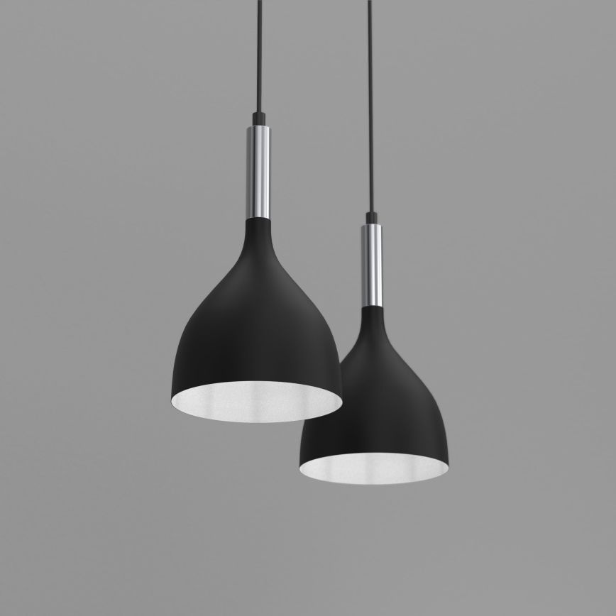 Lustr na lanku NOAK 2xE27/15W/230V černá/lesklý chrom
