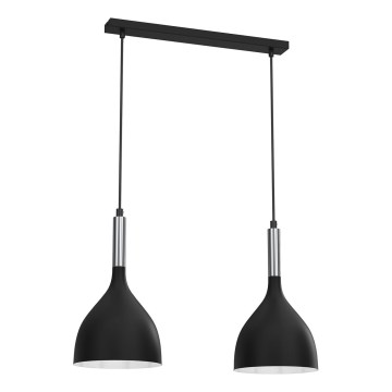 Lustr na lanku NOAK 2xE27/15W/230V černá/lesklý chrom