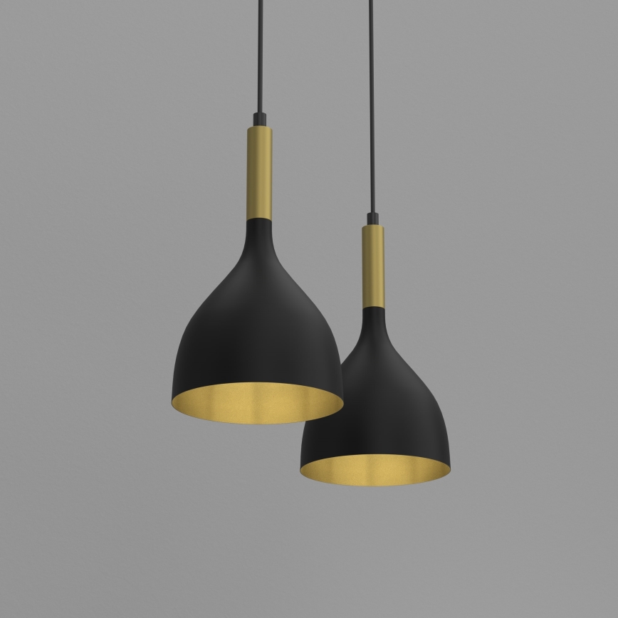 Lustr na lanku NOAK 2xE27/15W/230V černá/zlatá