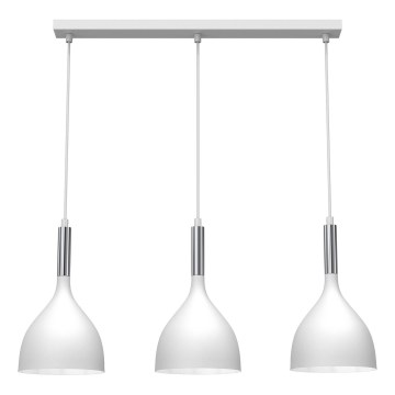 Lustr na lanku NOAK 3xE27/15W/230V bílá/lesklý chrom