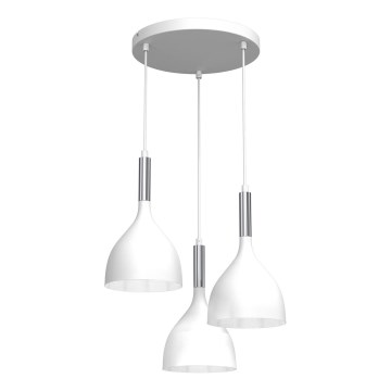 Lustr na lanku NOAK 3xE27/15W/230V bílá/lesklý chrom