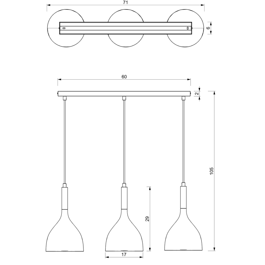 Lustr na lanku NOAK 3xE27/15W/230V bílá/zlatá