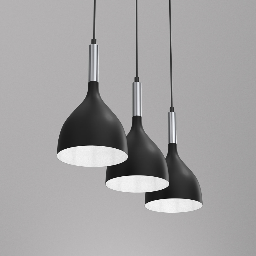 Lustr na lanku NOAK 3xE27/15W/230V černá/lesklý chrom