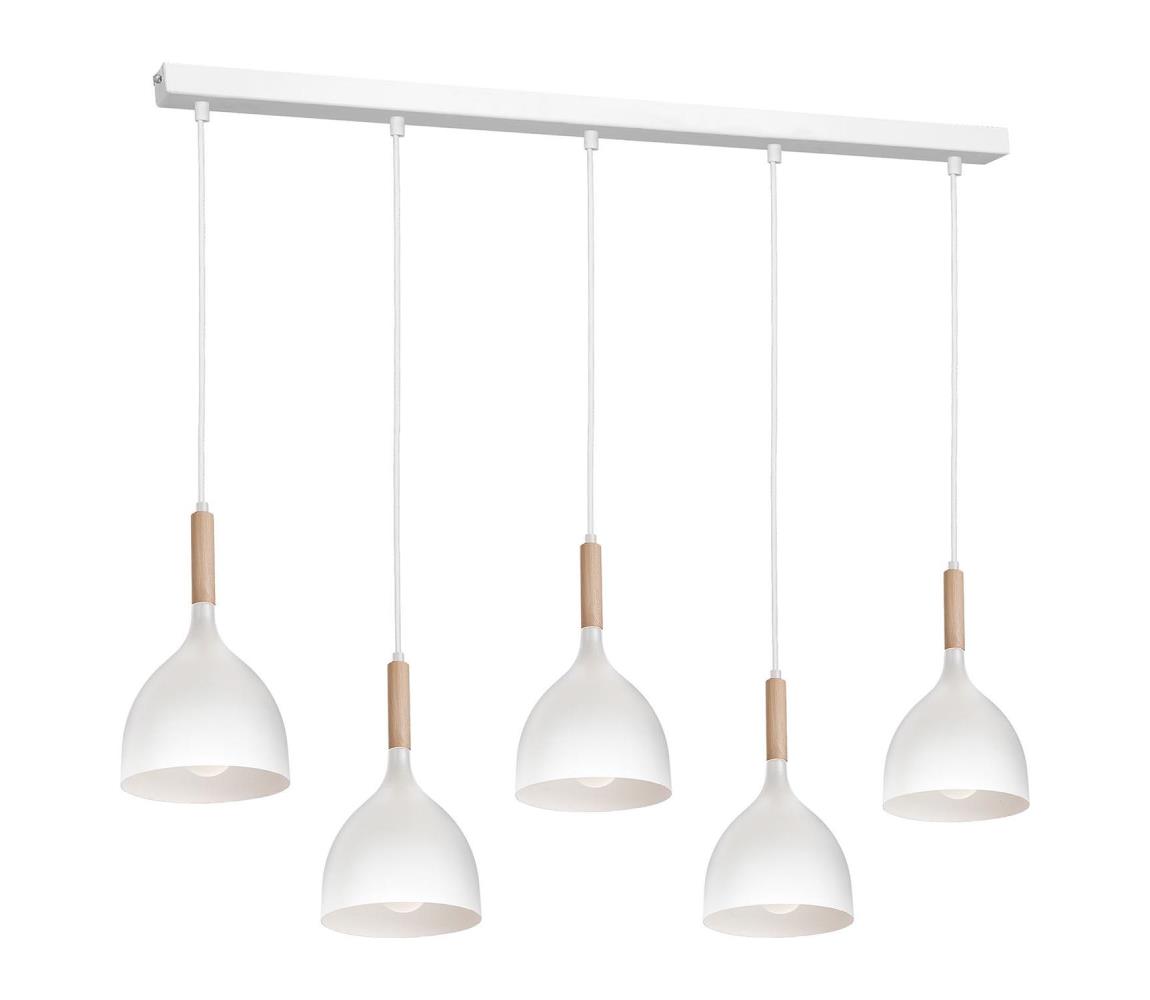 Luminex Lustr na lanku NOAK 5xE27/60W/230V bílá/dřevo LU3711