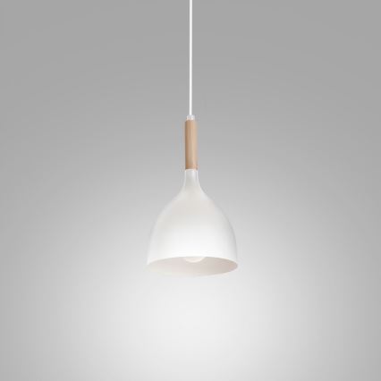 Lustr na lanku NOAK WOOD 1xE27/15W/230V bílá/buk