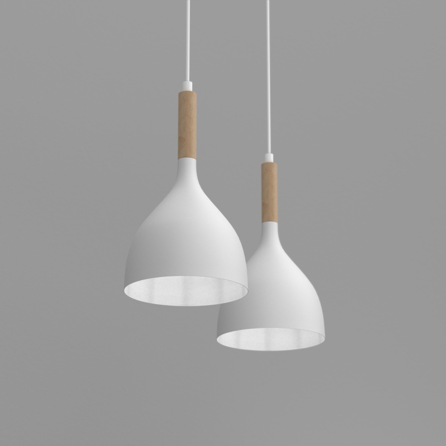 Lustr na lanku NOAK WOOD 2xE27/15W/230V bílá/buk