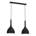 Lustr na lanku NOAK WOOD 2xE27/15W/230V černá/buk