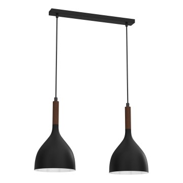 Lustr na lanku NOAK WOOD 2xE27/15W/230V černá/buk